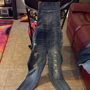 Distressed Denim Overalls